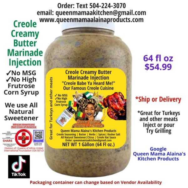 family and catering size creole creamy butter marinade turkey and meat injection (catering size/4 containers)