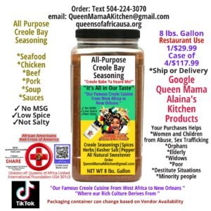 All Purpose Creole Bay Seasoning, healthy salt, mild 8Ibs