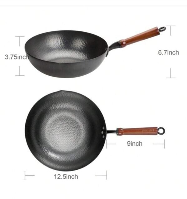 wok, carbon steel with lid 12.5"