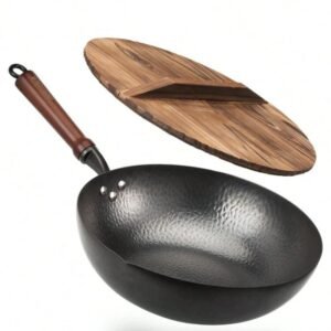 wok, carbon steel with lid 12.5"