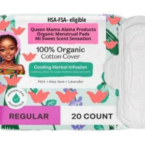 organic 100% menstrual pads regular size 20 count