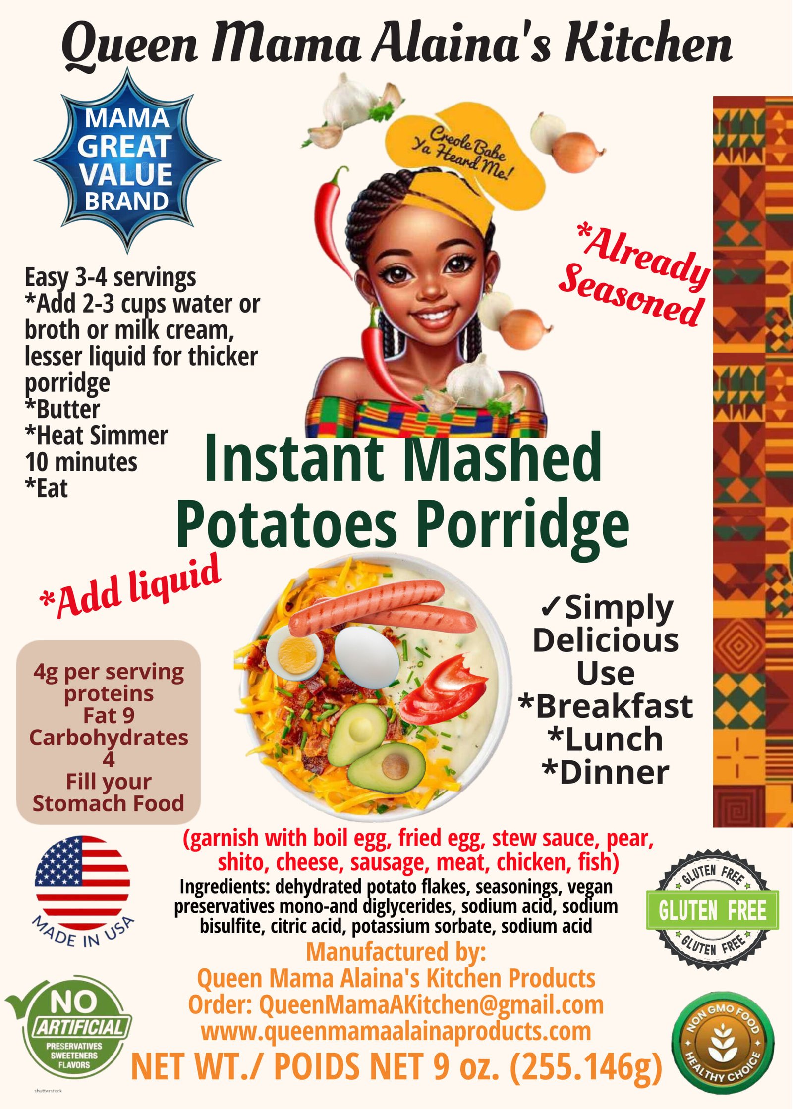 instant mashed potatoes porridge (already seasoned, 9 oz., 1 qty.) price includes domestic shipping instant mashed potatoes porridge (already seasoned, 9 oz., 1 qty.) price includes domestic shipping